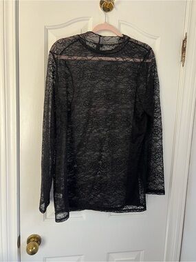 Torrid Sheer Black Lace Long Sleeve Top